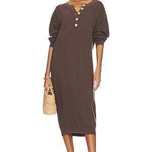 Free people Hailee beach knit sweater Brown Button-Down Dress